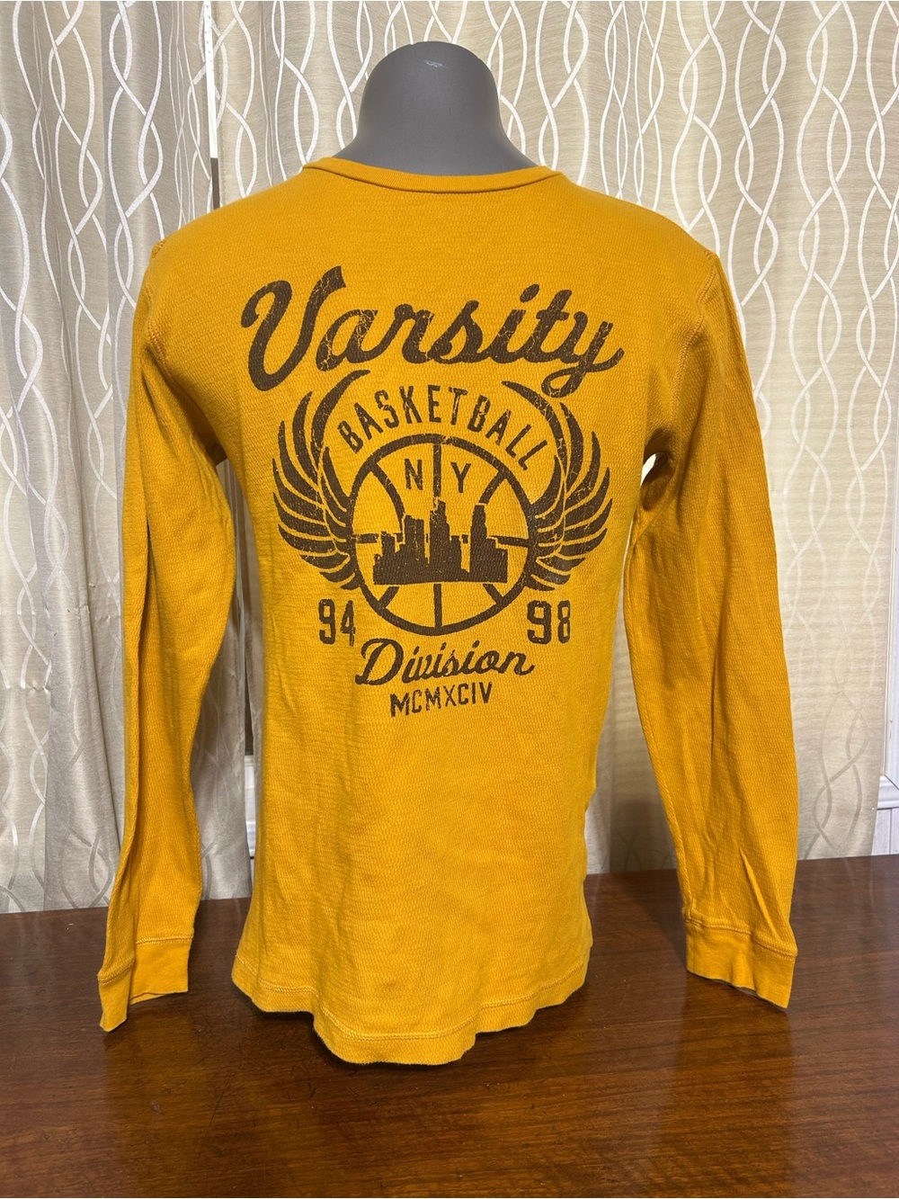 Old Navy Mustard Yellow Varsity Basketball Long-Sleeve Tee
